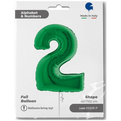 Jumbo Foil Balloon Number 2 Green 102 cm Grabo