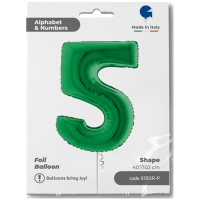 Balon Folie JUMBO CIFRA 5 VERDE 102 cm Grabo