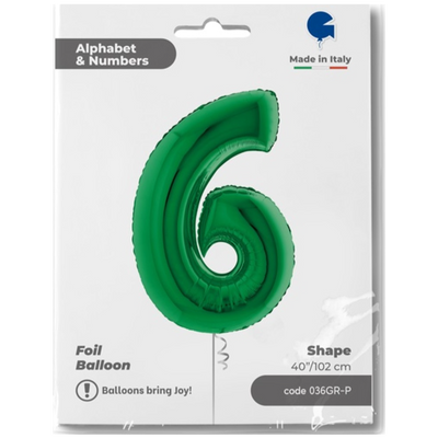 Jumbo Foil Balloon NUMBER 6 GREEN 102 cm Grabo