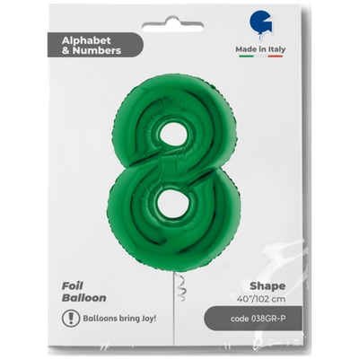 JUMBO FOIL BALLOON NUMBER 8 GREEN 102 cm Grabo