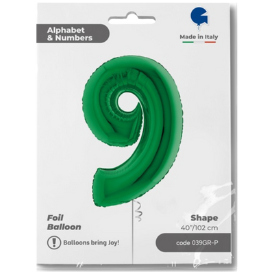 Balon Folie JUMBO CIFRA 9 VERDE 102 cm Grabo