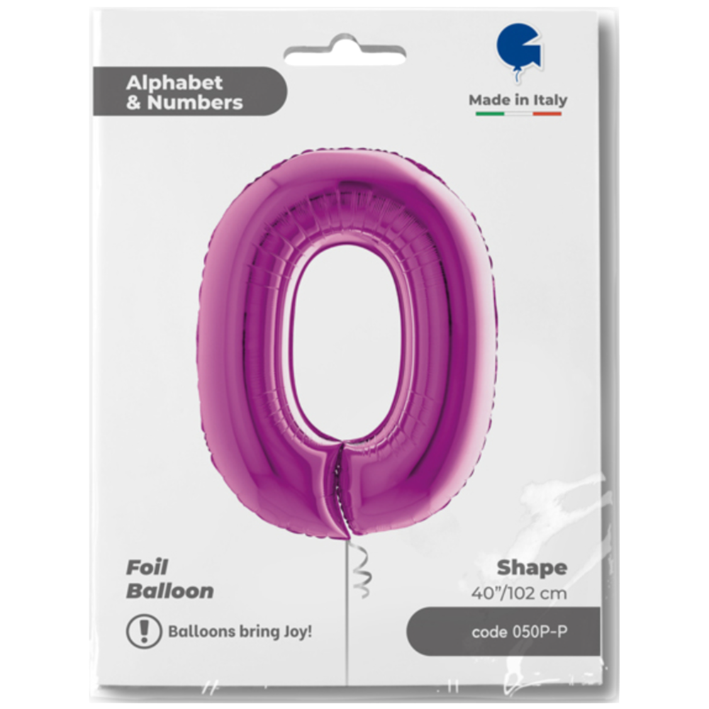JUMBO FOIL BALLOON NUMBER 0 PURPLE 102 cm Grabo