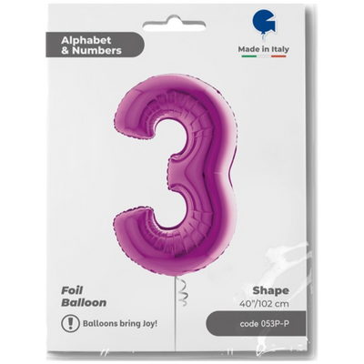 Balon Folie JUMBO CIFRA 3 MOV 102 cm Grabo