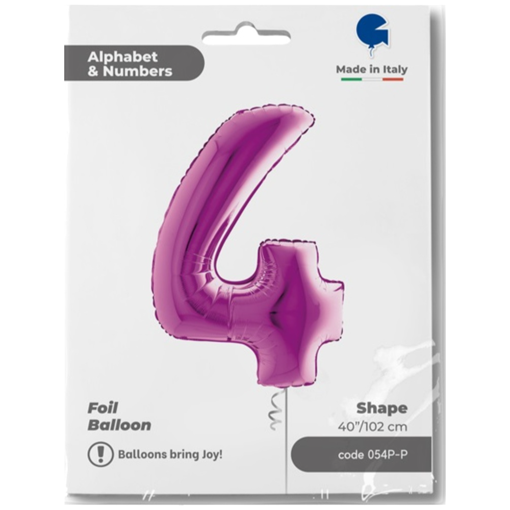 JUMBO FOIL BALLOON NUMBER 4 PURPLE 102 cm Grabo