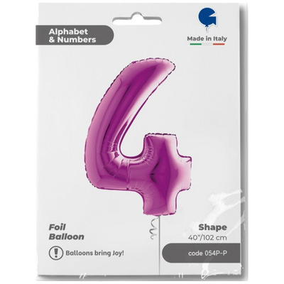 Balon Folie JUMBO CIFRA 4 MOV 102 cm Grabo