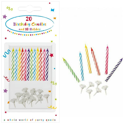 Set of 20 Multicolored Candles with Holders 6cm