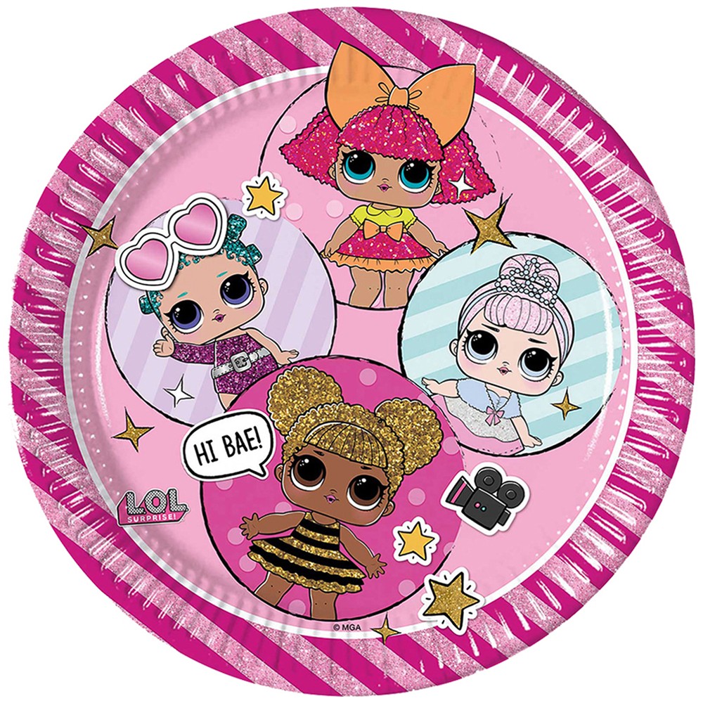 Set of 8 Plates 23cm LOL Glitter MGA