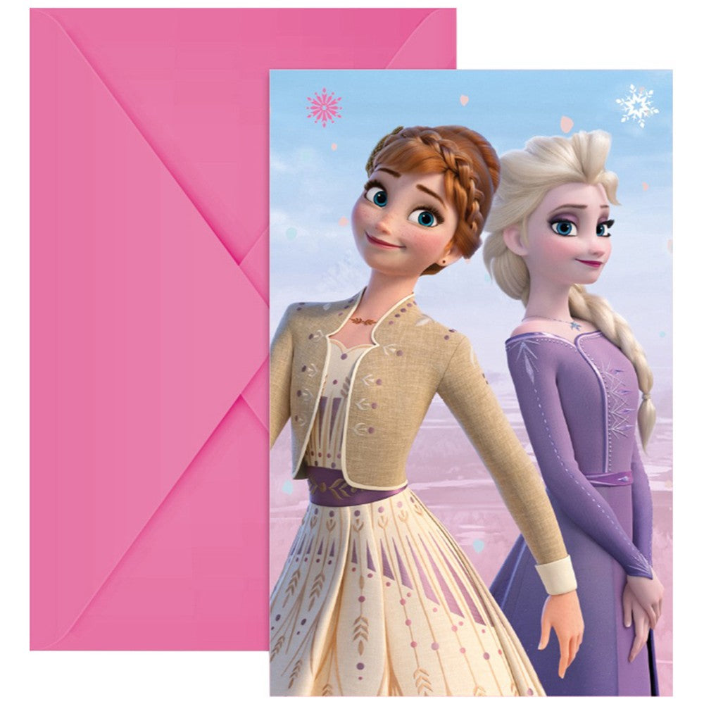 Set of 6 Invitations with Envelopes Disney Frozen 2 Wind Spirit