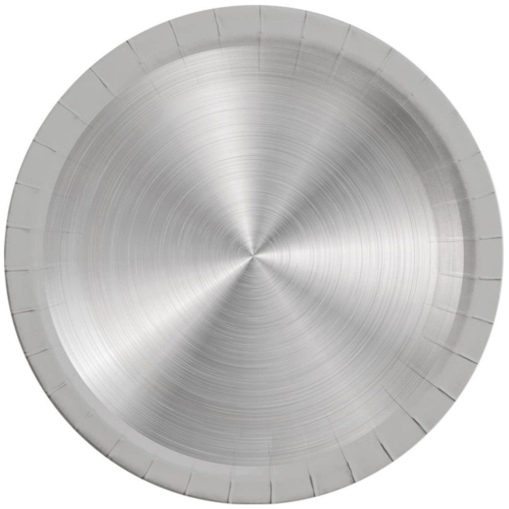 Set of 8 Silver Party Plates 23cm