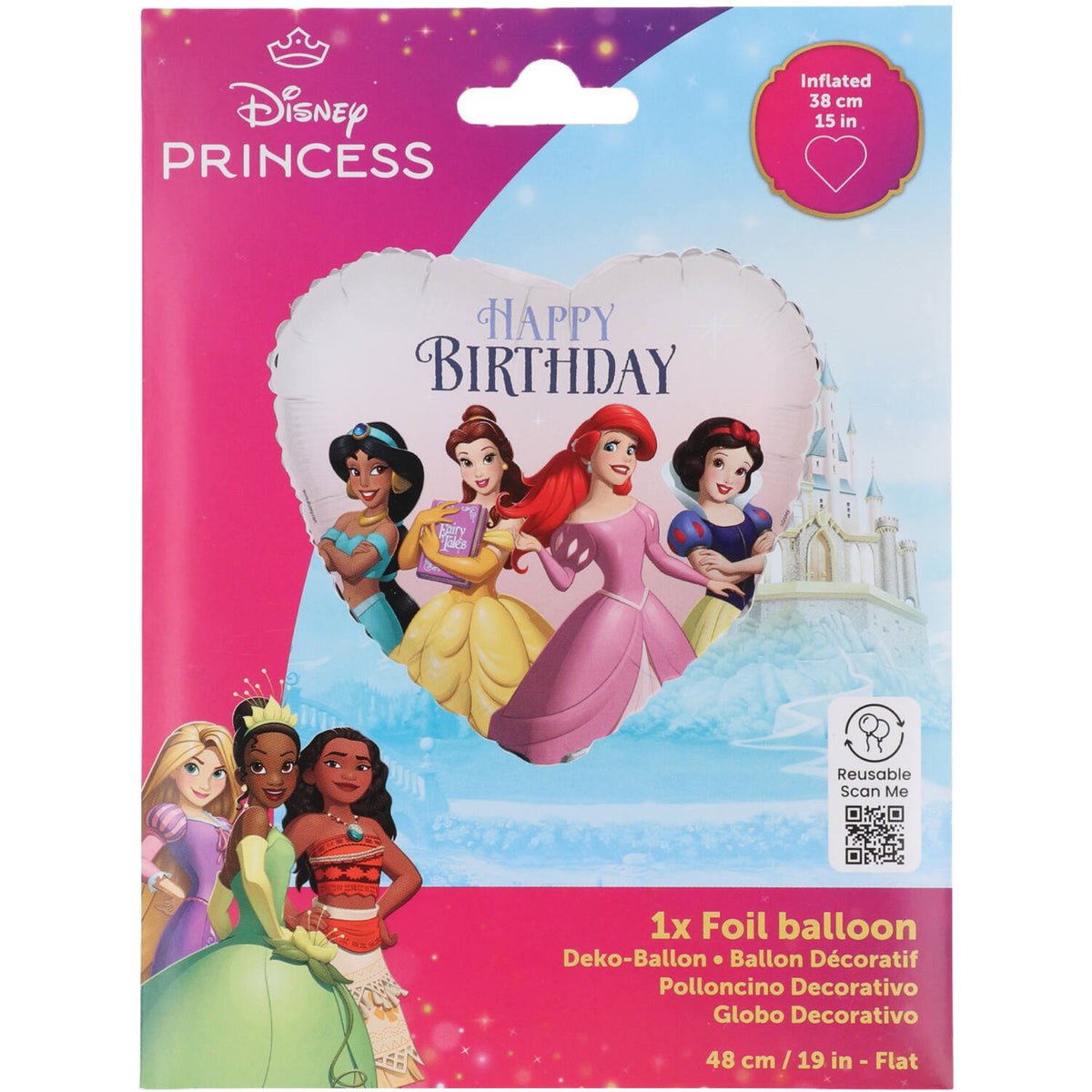 Balon Folie Inima Happy Birthday Printese 45cm