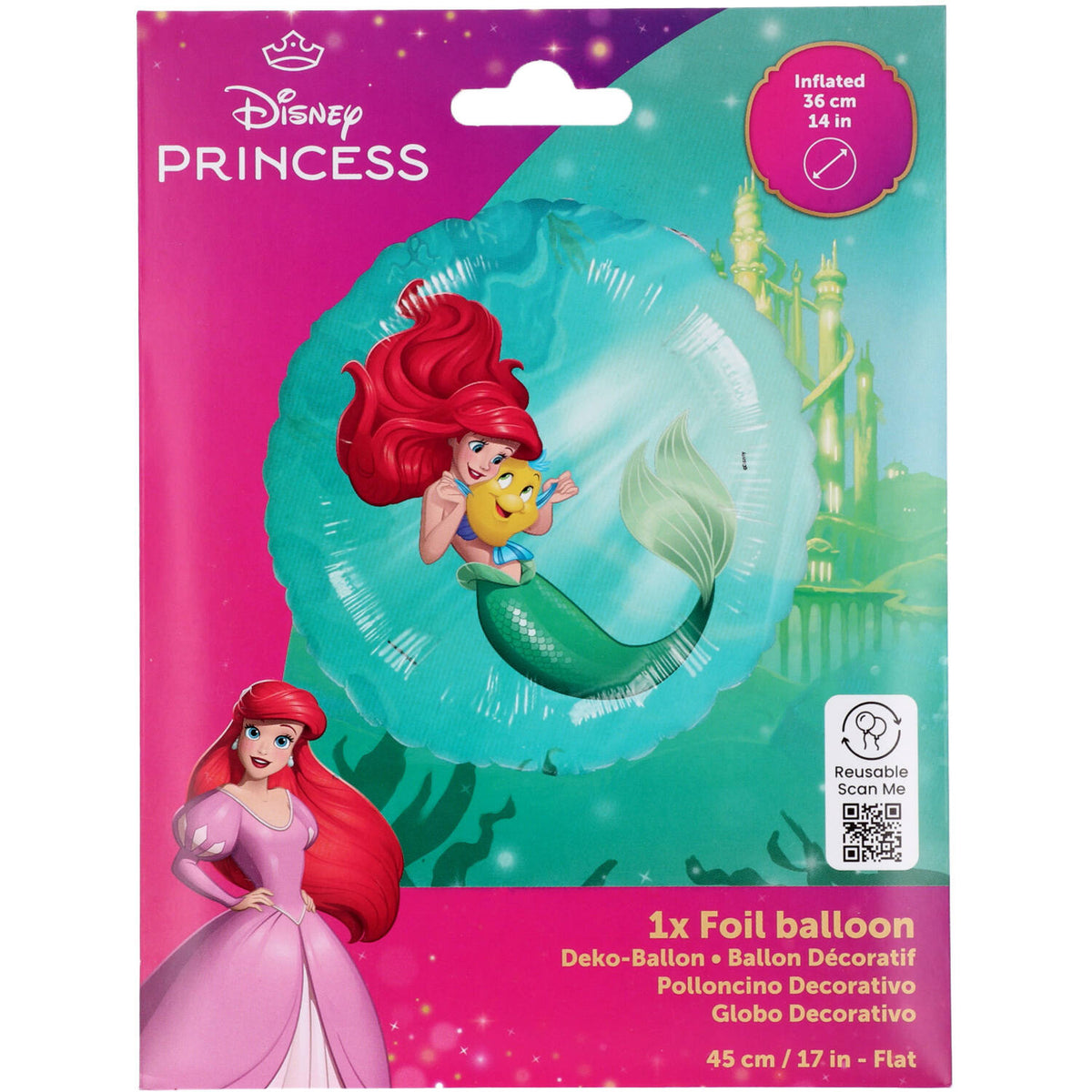 Balon Folie Rotund Ariel Mica Sirena 45cm
