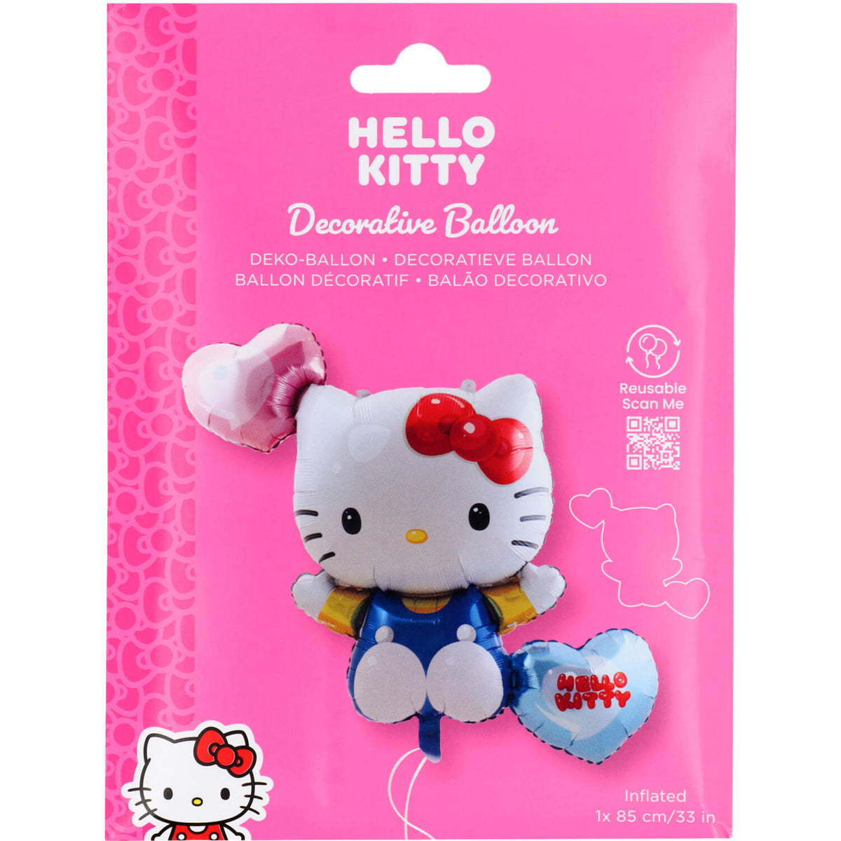 Balon Folie Figurina Hello Kitty Inimioare 85x80cm