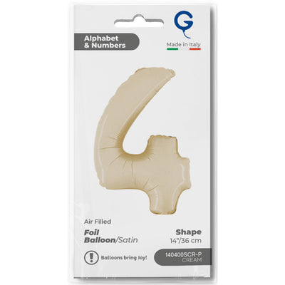 Balon Folie Cifra 4 Satin Cream 36cm