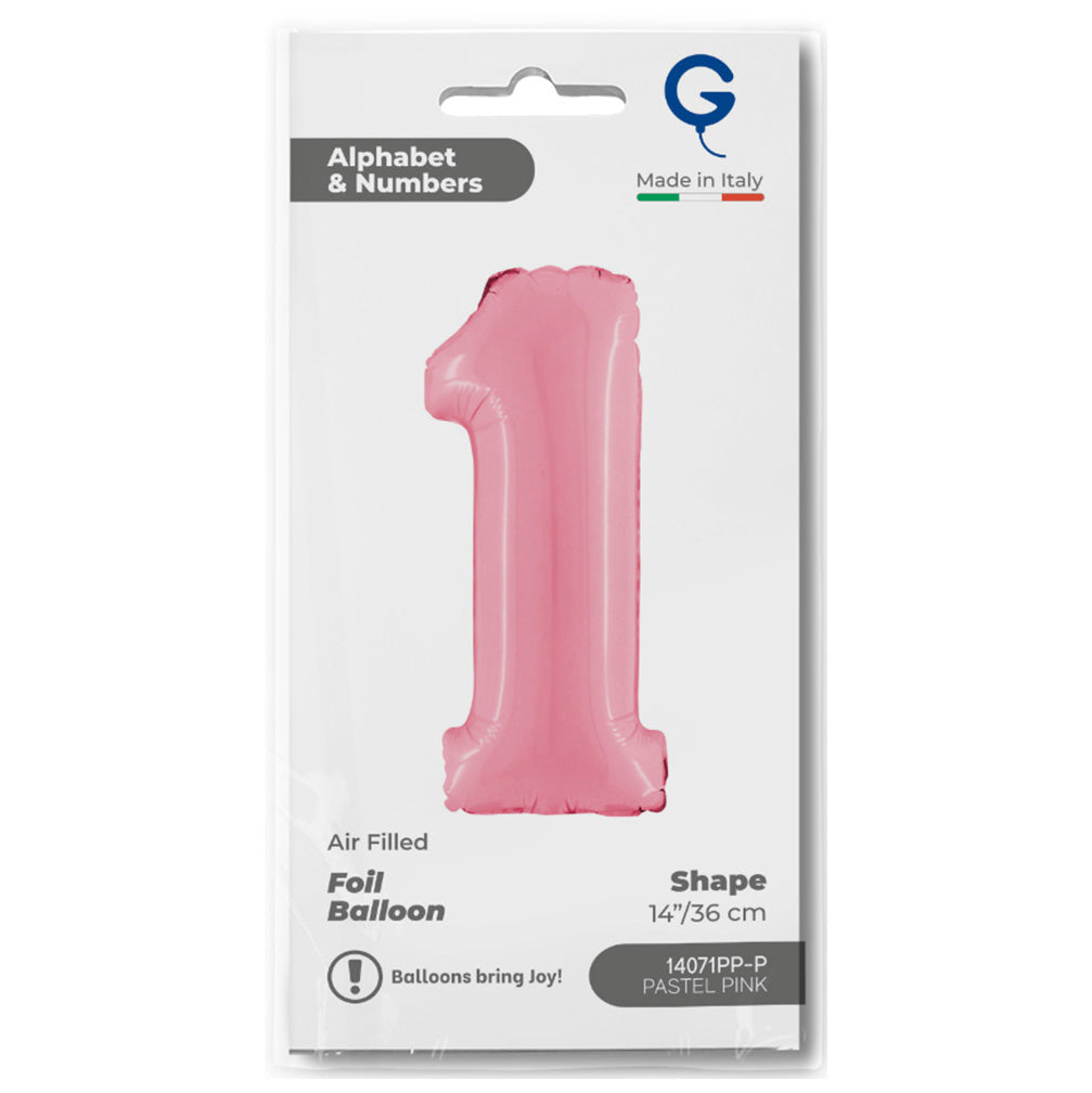 Balon Folie Cifra 1 Pastel Pink 36cm