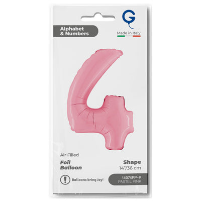 Number 4 Pastel Pink Foil Balloon 36cm