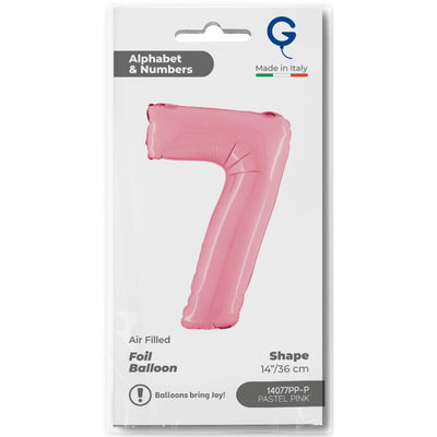 Number 7 Pastel Pink Foil Balloon 36cm