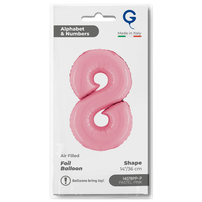Number 8 Pastel Pink Foil Balloon 36cm