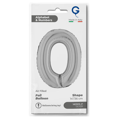 Balon Folie Cifra 0 Argintiu 36cm