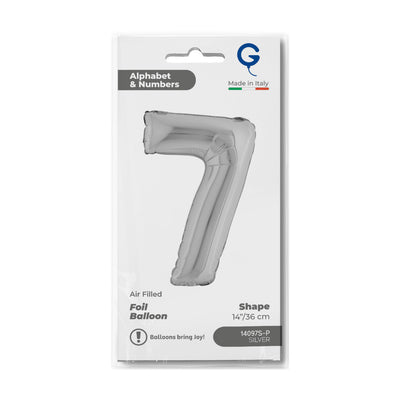 Silver Number 7 Foil Balloon 36cm