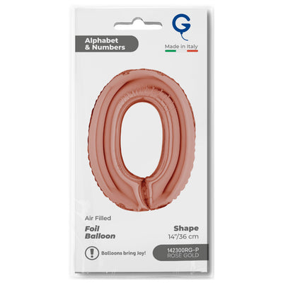 Balon Folie Cifra 0 Rose Gold 36cm