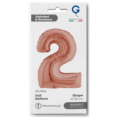 Balon Folie Cifra 2 Rose Gold 36cm