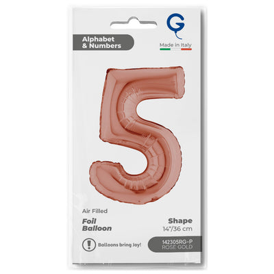 Number 5 Rose Gold Foil Balloon 36cm