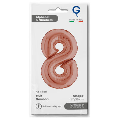 Number 8 Rose Gold Foil Balloon 36cm