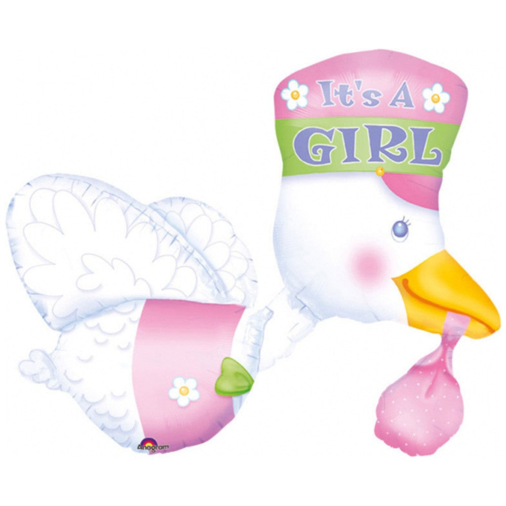 Balon Folie Figurina Barza It's a Girl 58x81 cm AMS 07026 01