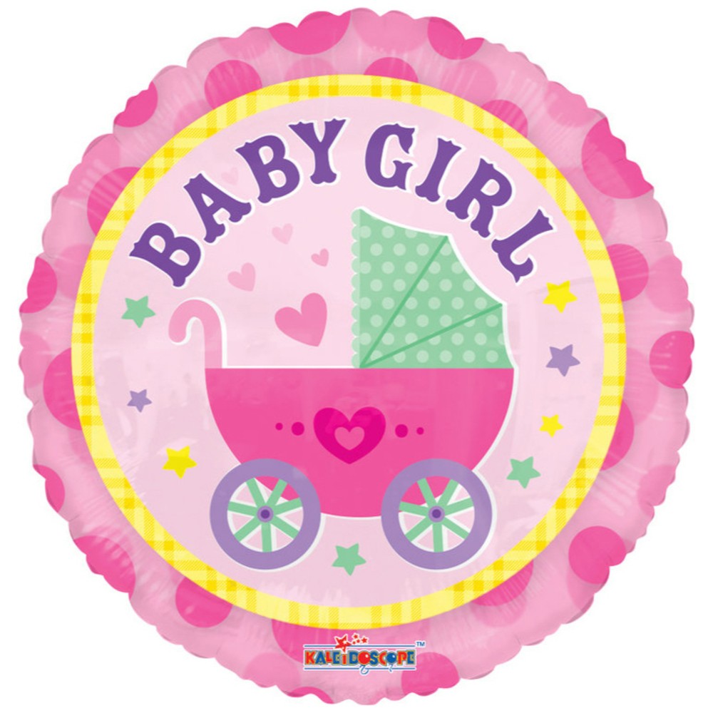 45cm Baby Girl Pram Foil Balloon