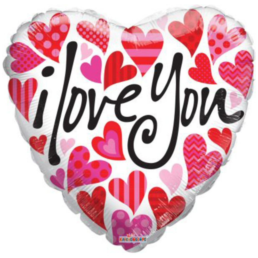 Jumbo White Heart Balloon with Red Hearts 91cm