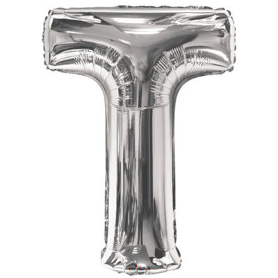 Foil balloon letter T silver 15249-34