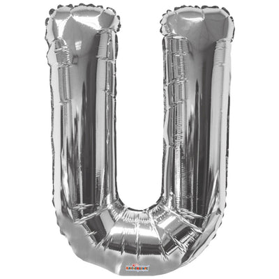 Foil balloon letter U silver 15250-34