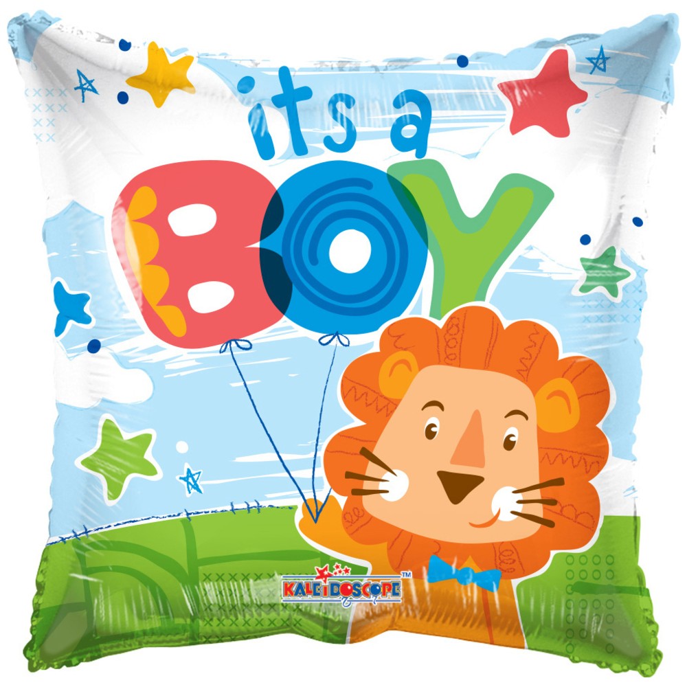 Foil Balloon Square It's a Boy Lion 45cm