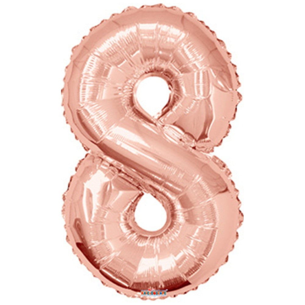 Foil balloon number 8 rose gold 15648-34
