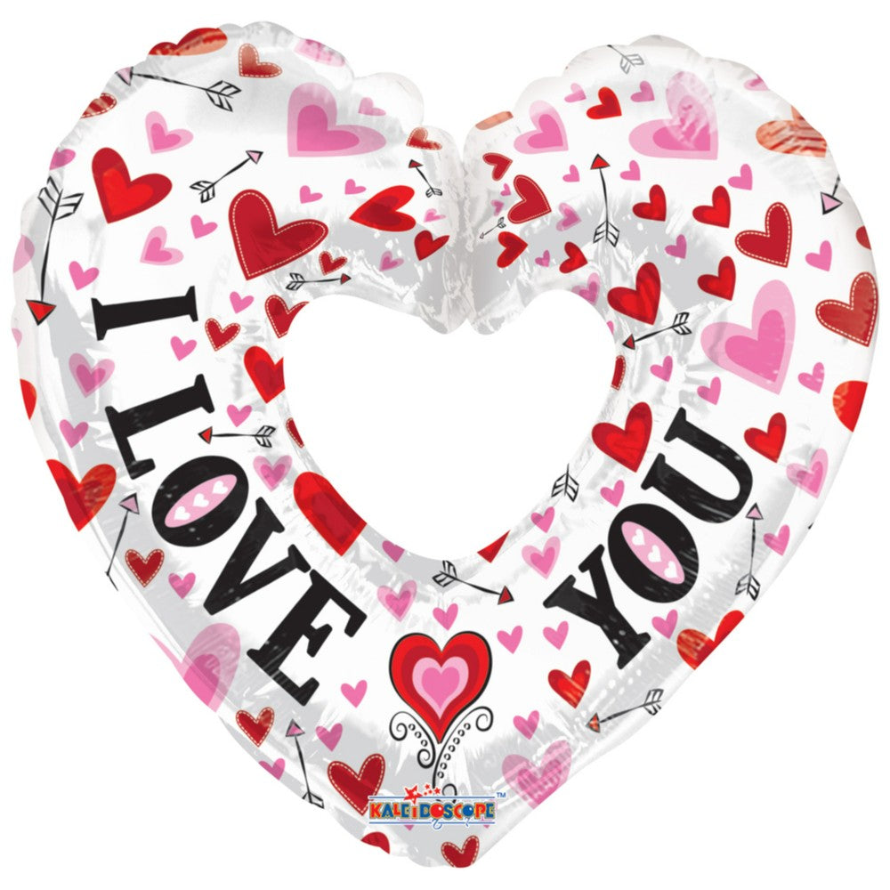 Foil Balloon Heart with Empty Center I Love You 91cm