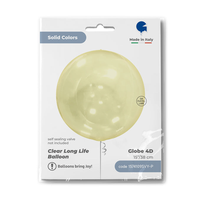 Foil Balloon Sphere 4D Yellow Transparent 38cm Grabo