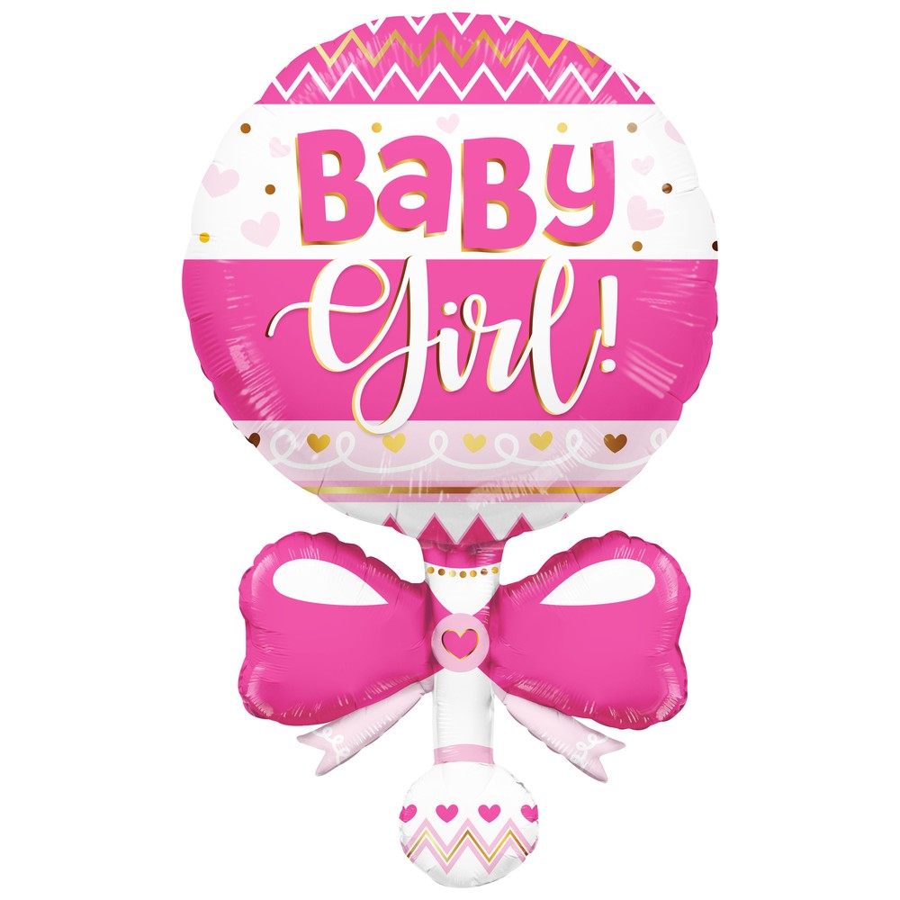 Girl Rattle Figure Foil Balloon 91cm