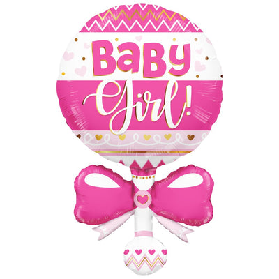 Girl Rattle Figure Foil Balloon 91cm