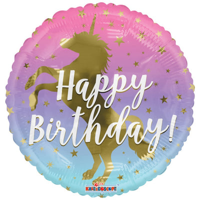 Gold Unicorn Happy Birthday Foil Balloon 45 cm
