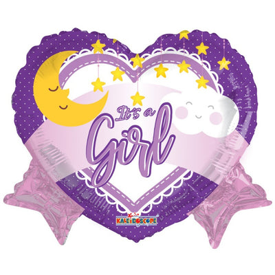 45cm Foil Balloon It's a GIRL Moon