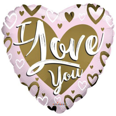 Balon Folie Inima ILY Roz Deschis-Gold 90cm 16226-34