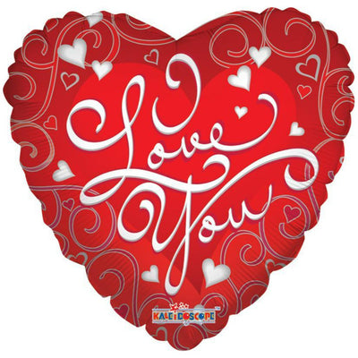 Balon folie inima I Love You rosu cu argintiu 17681