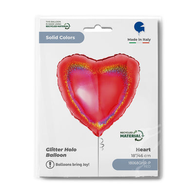 Red Holographic Heart Foil Balloon 46cm