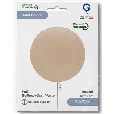 Matte Cappuccino Round Foil Balloon 46cm