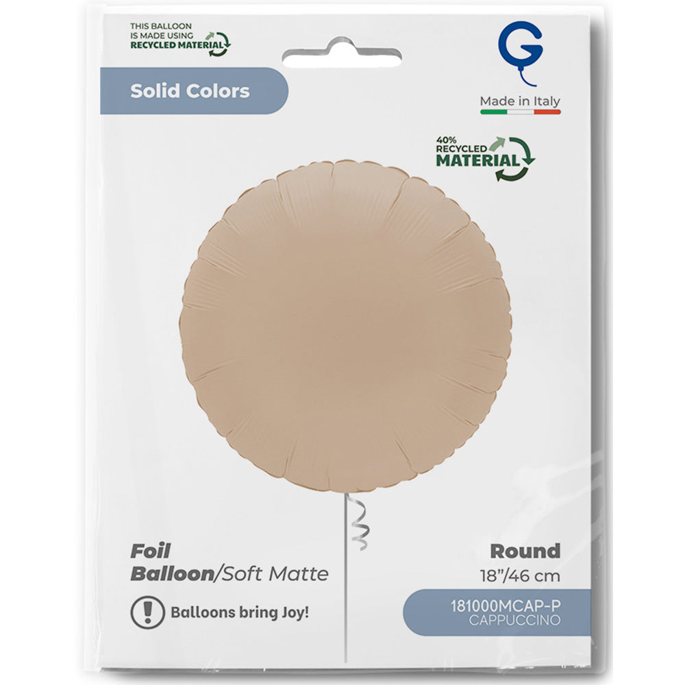 Matte Cappuccino Round Foil Balloon 46cm
