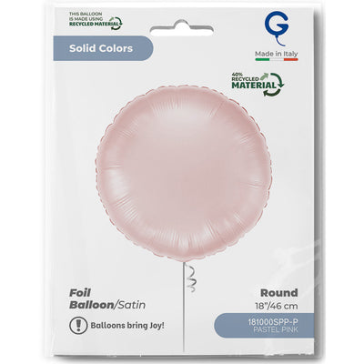 Pastel Pink Satin Round Foil Balloon 46cm
