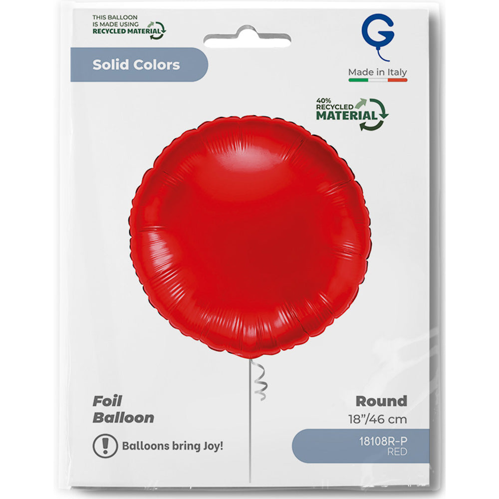 Red Round Foil Balloon 46cm