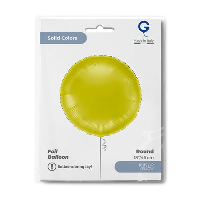 Yellow Round Foil Balloon 46cm