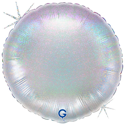 Balon Folie Rotund Argintiu Holografic Glitter 46 cm Grabo