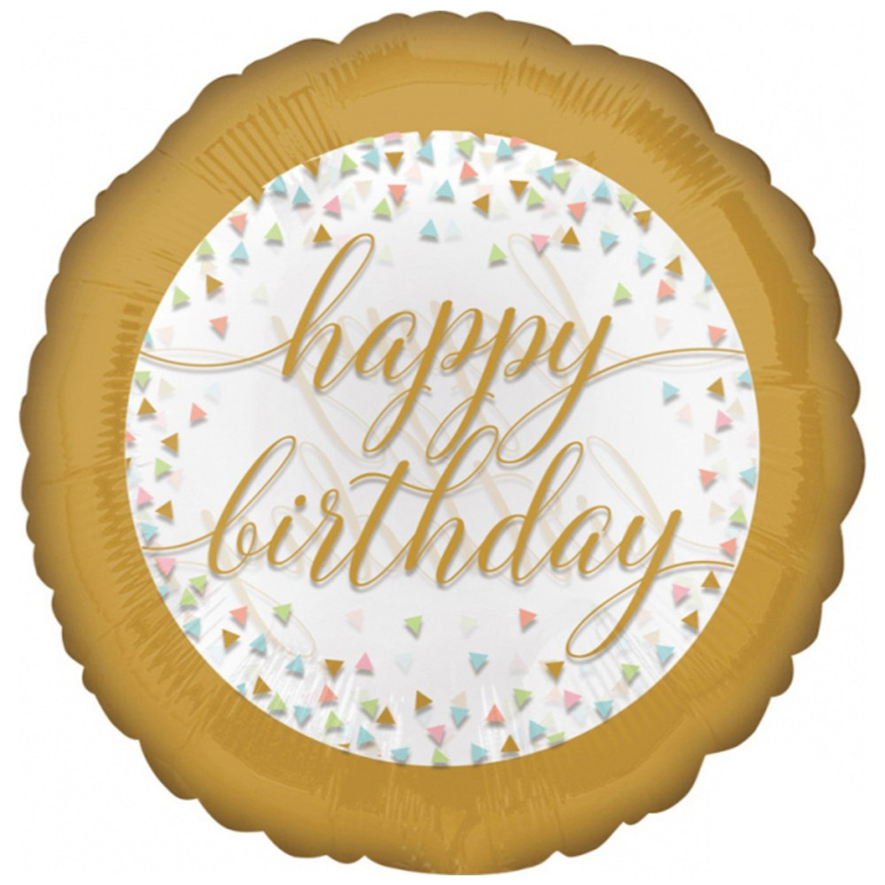 Balon Folie Happy B-day Pastel Confetti 43cm AMS 37177 01
